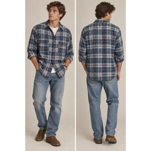 VTG Y2K Gap Flannel Shirt Mens XL Blue Brown Plaid Long Sleeve Grunge Cabin 2006